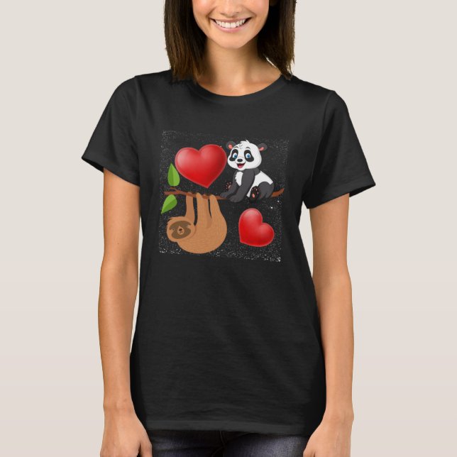 Valentine s Day  Panda And Sloth Men Women Kids T-Shirt (Front)