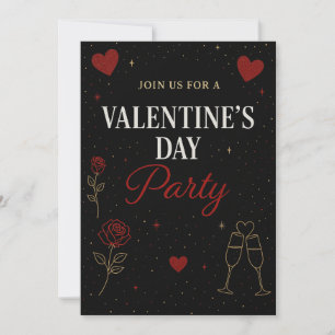 Valentine’s Day Party Invitation  Black&Gold Luxe