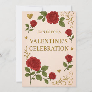 Valentine’s Day Party Invitation   Romantic Roses 