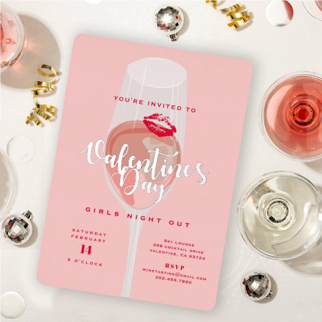 Valentine’s Day Party Watercolor Pink Rosé  (Creator Uploaded)