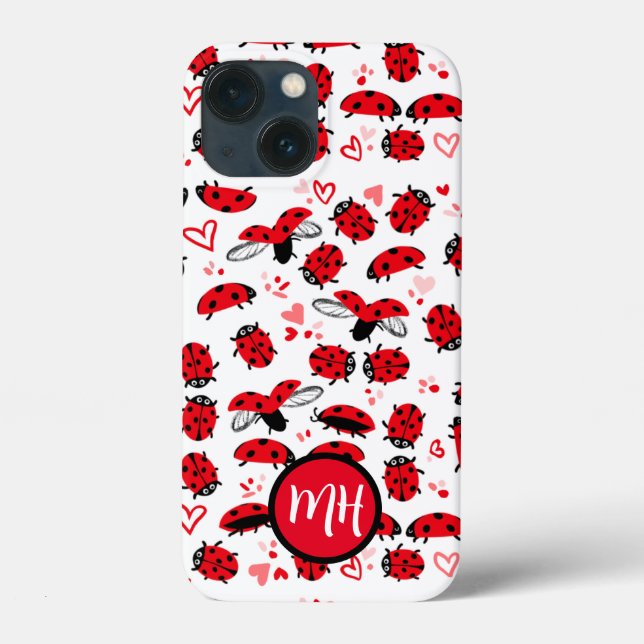 Valentine’s Day phone case love bugs monogram (Back)