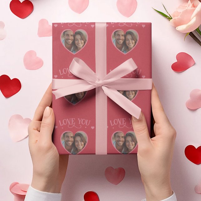 Valentine’s Day Photo Red Personalised Wrapping Paper (Valentine’s Day Photo Red Personalized Wrapping Paper)