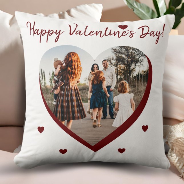 Valentine`s day Red Heart Family Photo Script Cushion (Creator Uploaded)