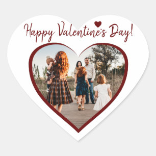 Valentine`s day Red Heart Family Photo Script Heart Sticker