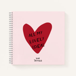 Valentine’s Day red heart on the pink bg  Notebook