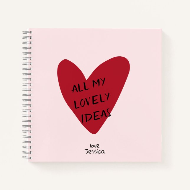 Valentine’s Day red heart on the pink bg  Notebook (Front)