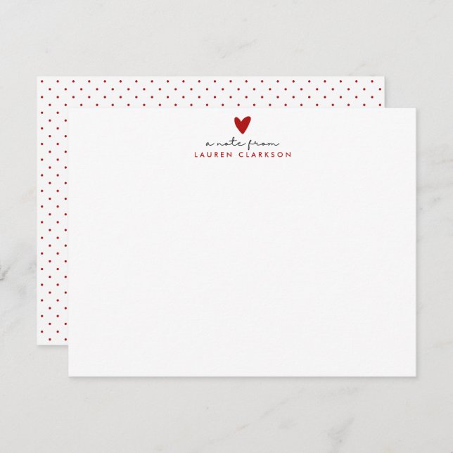 Valentine’s Day Red Heart stationery Note Card (Front/Back)