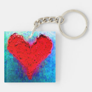 Valentine’s Day Red Yarn Wool Heart Knitting Gift Key Ring