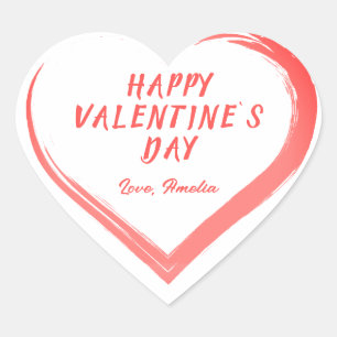 Valentine`s Day Romantic Pink Heart with Name Sticker