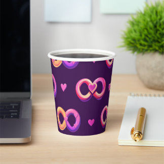 Valentine’s Day Seamless Heart Pattern with a Play Paper Cups