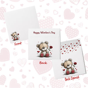 Valentine’s Day Teddy Bear with Rose Envelope