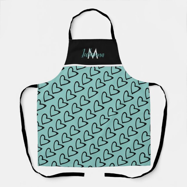 Valentine’s Day Theme Heart Slanted Pattern Apron (Front)