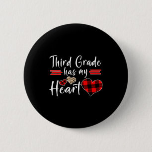Valentine’s Day Third Grade Has My Heart Plaid Tea 6 Cm Round Badge