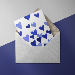 Valentine’s Day Watercolor Hearts – blue Card