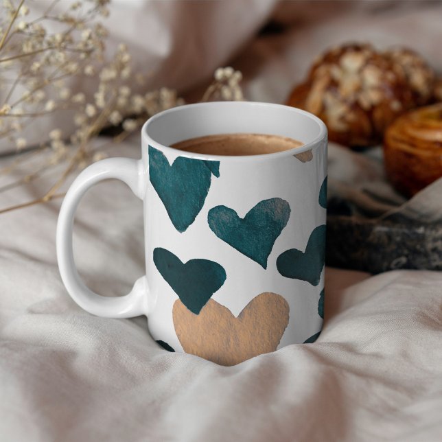 Valentine’s Day Watercolor Hearts – neutral Coffee Mug (Creator Uploaded)