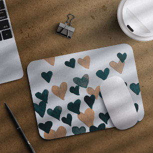 Valentine’s Day Watercolor Hearts – neutral Mouse Mat