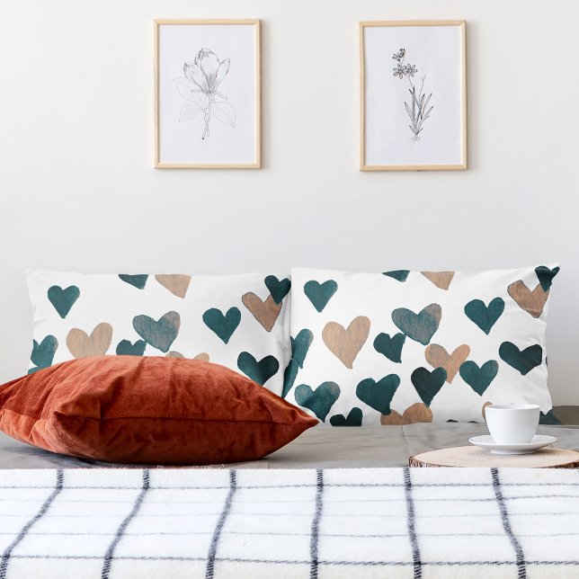 Valentine’s Day Watercolor Hearts – neutral Pillowcase (Creator Uploaded)