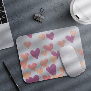 Valentine’s Day Watercolor Hearts – pastel pink Mouse Mat