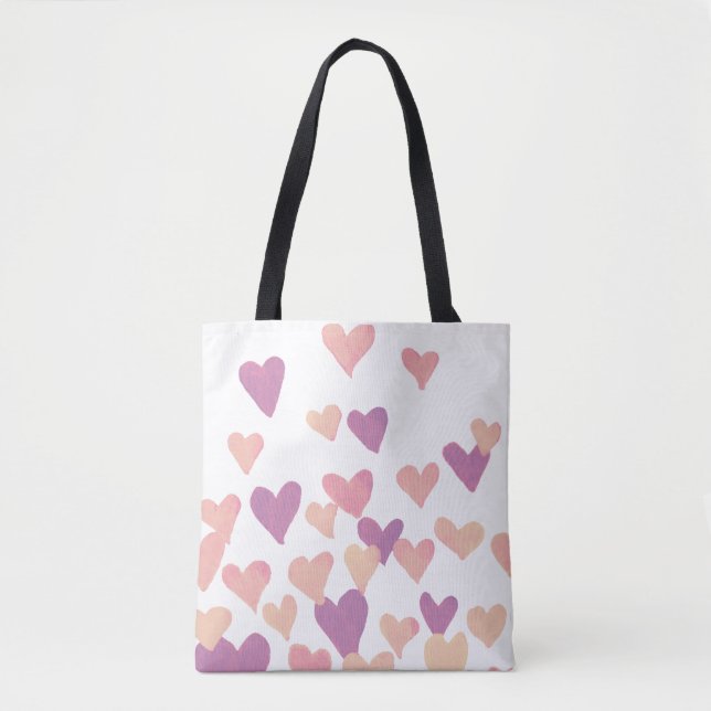 Valentine’s Day Watercolor Hearts – pastel pink Tote Bag (Front)