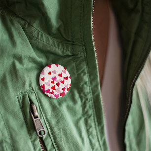 Valentine’s Day Watercolor Hearts – pink 6 Cm Round Badge