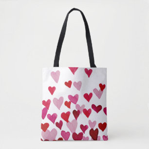 Valentine’s Day Watercolor Hearts – pink Tote Bag
