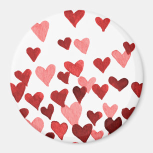 Valentine’s Day Watercolor Hearts – red Magnet
