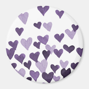 Valentine’s Day Watercolor Hearts – ultra violet Magnet