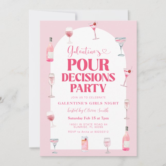 Valentine’s Galentine’s Girls Night Party Invitation (Front)
