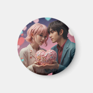 Valentine´s kawaii love champagne, hearts magnet