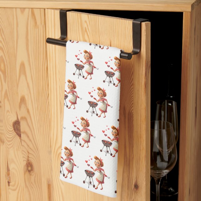 Valentine' s Kitchen Hand Towel Cooking Love Heart (Thirds Fold)