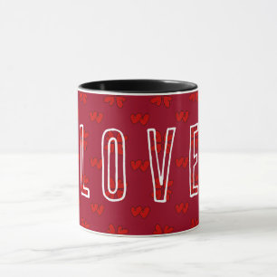 Valentine’s Red Hearts On Red Love 2 Mug