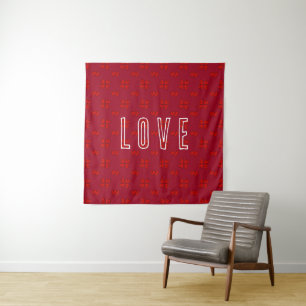 Valentine’s Red Hearts On Red Love Tapestry