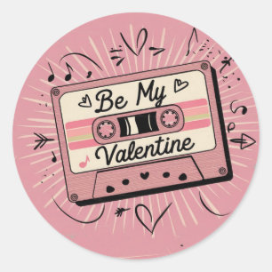 Valentine´s retro cassette, for him ,for her classic round sticker