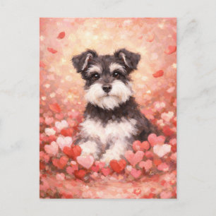 Valentine Schnauzer with Hearts Postcard