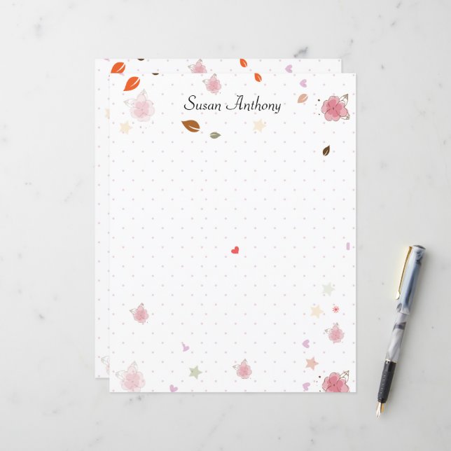 Valentine Shabby Chic Polka Dot Stationary Paper (Front/Back In Situ)