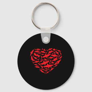 Valentine Sharks Heart Sea Animal Lover Ocean Wild Key Ring