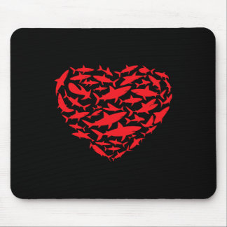 Valentine Sharks Heart Sea Animal Lover Ocean Wild Mouse Mat