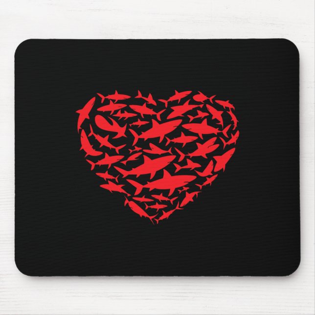 Valentine Sharks Heart Sea Animal Lover Ocean Wild Mouse Mat (Front)
