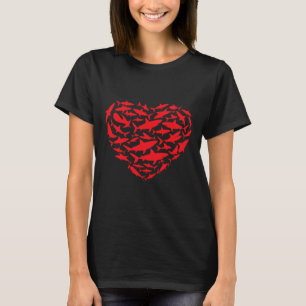 Valentine Sharks Heart Sea Animal Lover Ocean Wild T-Shirt
