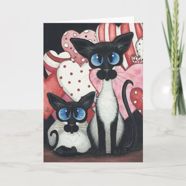 Valentine Siamese Cat - Love x's Two Holiday Card (Front)