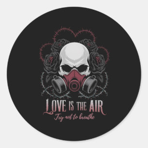 Valentine Skull Gas Mask Love Romance _2  Classic Round Sticker