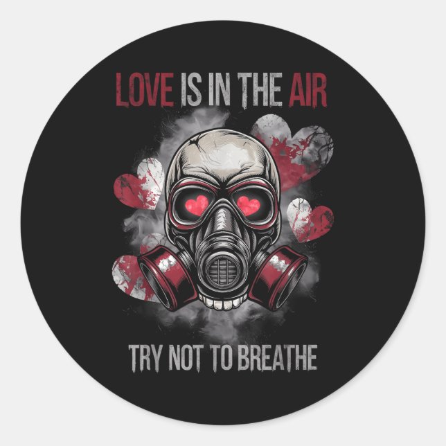 Valentine Skull Gas Mask Love Romance  Classic Round Sticker (Front)