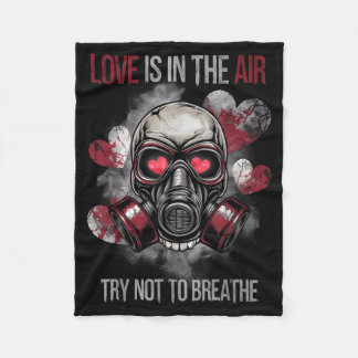 Valentine Skull Gas Mask Love Romance  Fleece Blanket