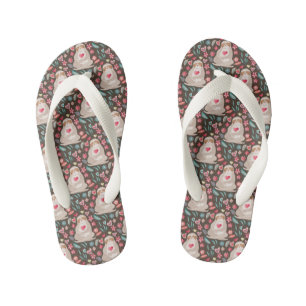 Valentine Sloth Pattern Kid's Flip Flops