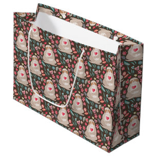 Valentine Sloth Pattern Large Gift Bag