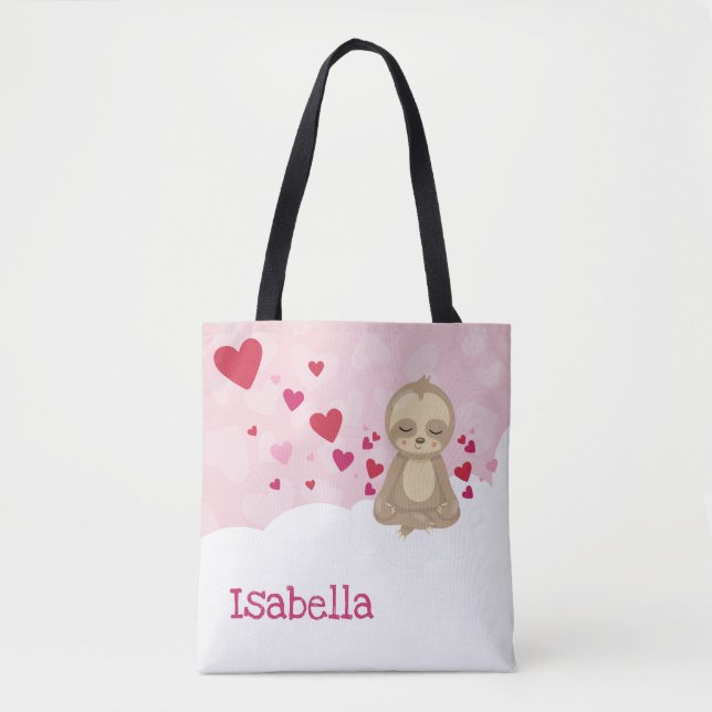 Valentine Sloth Personalised Tote Bag (Front)