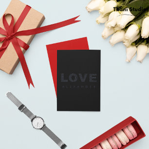 Valentine Smooth Black Modern Simple Typography  Holiday Card