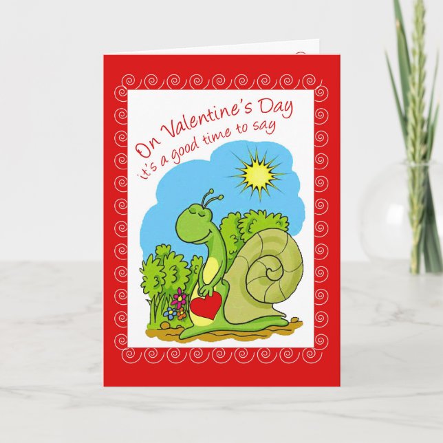 Valentine Snail Holiday Card (Front)