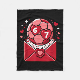 Valentine Soccer Game Love For Football Girl Card  Fleece Blanket