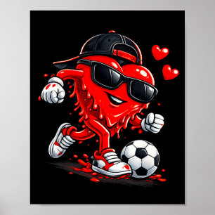 Valentine Soccer Heart Drip Sport Love Valentines Poster